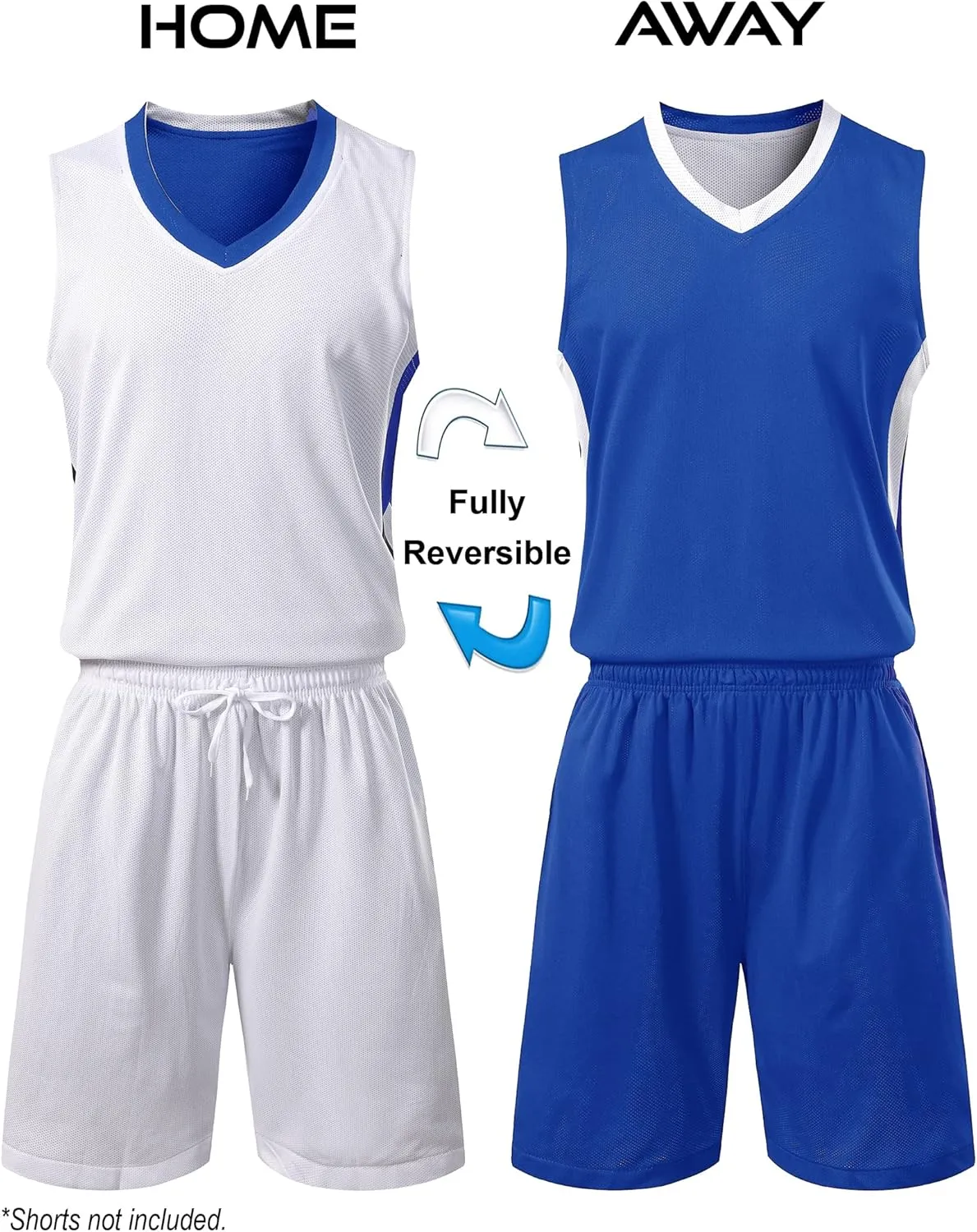 Youth Boys Reversible Mesh Performance Athletic Basketball Jerseys Blank Team Uniforms for Sports Scrimmage