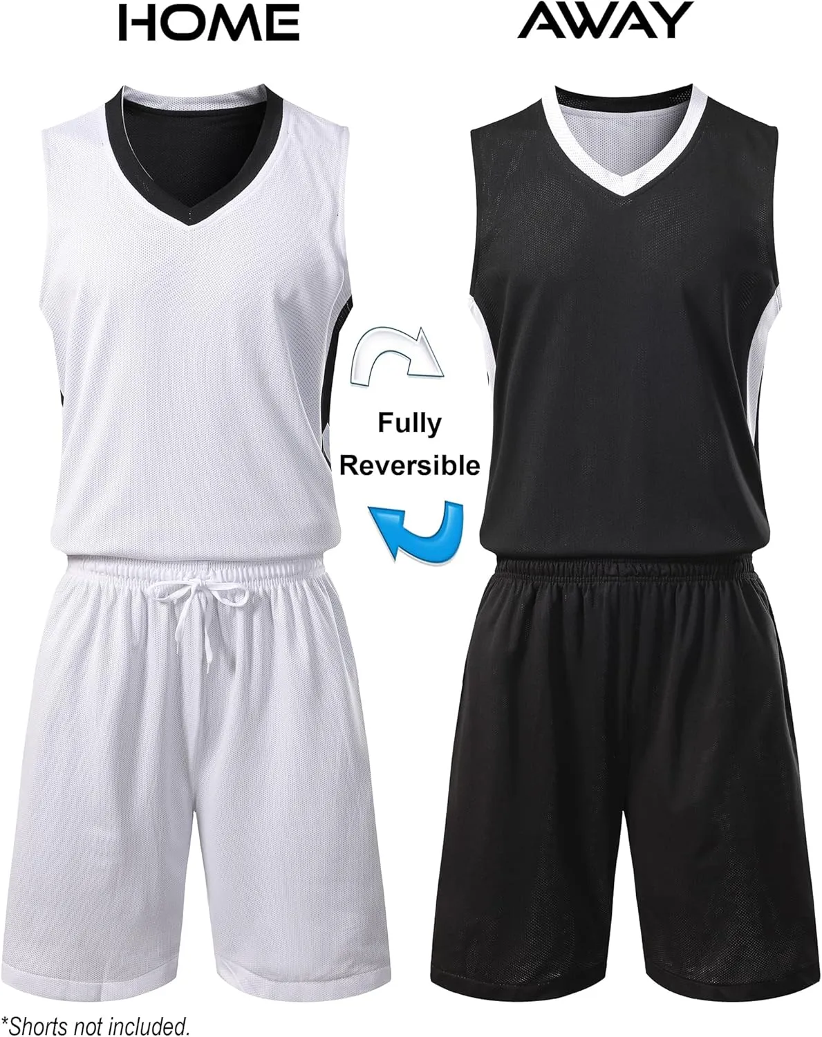 Youth Boys Reversible Mesh Performance Athletic Basketball Jerseys Blank Team Uniforms for Sports Scrimmage
