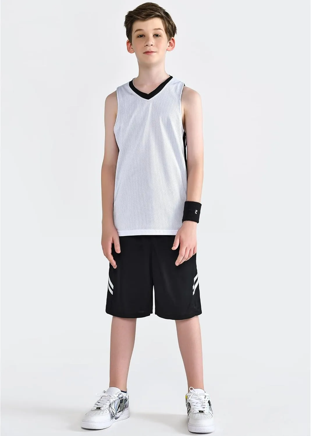 Youth Boys Reversible Mesh Performance Athletic Basketball Jerseys Blank Team Uniforms for Sports Scrimmage