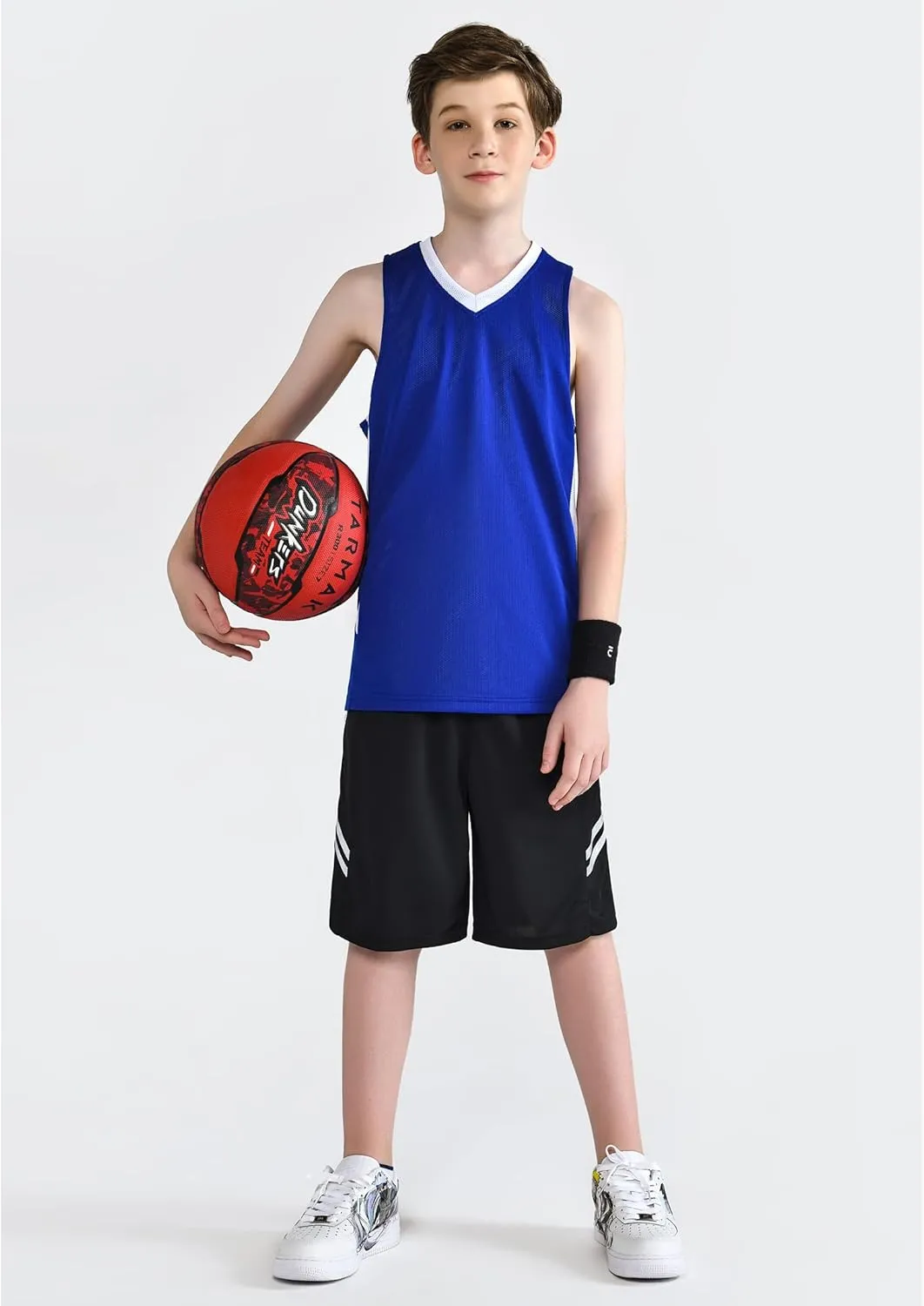 Youth Boys Reversible Mesh Performance Athletic Basketball Jerseys Blank Team Uniforms for Sports Scrimmage